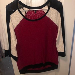 Express lace long sleeve top raglan style Small